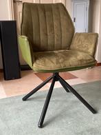 6 Groene Draaibare Eetkamerstoelen, Ophalen, Gebruikt, Overige kleuren, Leer
