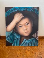 Mooi op canvas geairbrusht portret., Ophalen, 50 tot 75 cm, Zo goed als nieuw, Schilderij