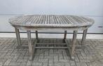 Smaragd uitschuifbare tuintafel - vergrijsd teakhout, Tuin en Terras, Ophalen, Gebruikt, Ovaal, Teakhout