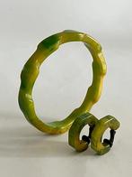 Groen Gevlamde Bakeliet - Catalin Armband en Oorbellen, Sieraden, Tassen en Uiterlijk, Antieke sieraden, Verzenden, Overige materialen