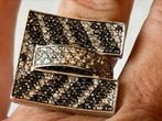 Art Deco style zilveren  ring Ontx Saffier, Sieraden, Tassen en Uiterlijk, Ringen, 18 tot 19, Verzenden, Zwart, Zo goed als nieuw