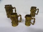 A6709. 4x Tinnen TobyJugs, Antiek en Kunst, Antiek | Tin, Ophalen of Verzenden