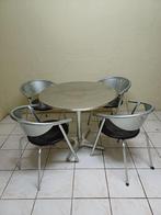 Bel Air diner set steel Chrome stoelen en tafels huur, Vijf, Zes of meer stoelen, Gebruikt, Bel Air, Metaal