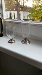 Glas glazen met zilveren voetje voet, Verzamelen, Glas en Borrelglaasjes, Ophalen of Verzenden, Zo goed als nieuw, Overige typen