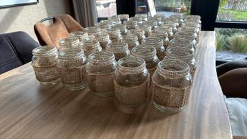 40 glazen decoratiepotjes - jute / bohemian trouwdecoratie beschikbaar voor biedingen