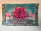 Wandkleed  Artquilt   textiel “Roos” 132x80, Antiek en Kunst, Ophalen of Verzenden