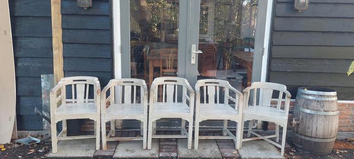 4 (evt 5), Huis en Inrichting, Stoelen, Gebruikt, Grijs, Ophalen