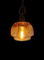Fantastische vintage Murano amber kleurige design hanglamp, Minder dan 50 cm, Glas, Gebruikt, Ophalen of Verzenden