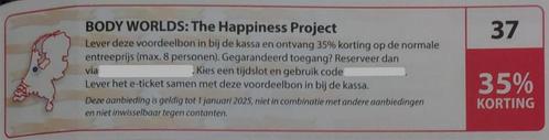 BODY WORLDS: THE HAPPINESS PROJECT, Amsterdam. 35% korting., Tickets en Kaartjes, Musea, Drie personen of meer, Kortingskaart