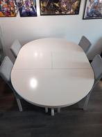 Ronde uitschuifbare eettafel (Ingatorp IKEA), Huis en Inrichting, Tafels | Eettafels, Ophalen, Gebruikt, Rond, Vier personen