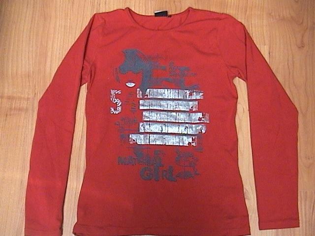 BIZZ leuk ZGAN rood shirt + opdruk van zilveren en grijze te, Kinderen en Baby's, Kinderkleding | Maat 170, Zo goed als nieuw