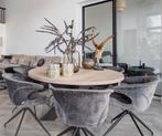 Eettafel rond eikenhout, Ophalen, 100 tot 150 cm, Zo goed als nieuw, Vijf personen of meer