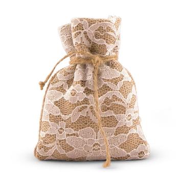 cadeauzakjes jute en kant, 34 stuks