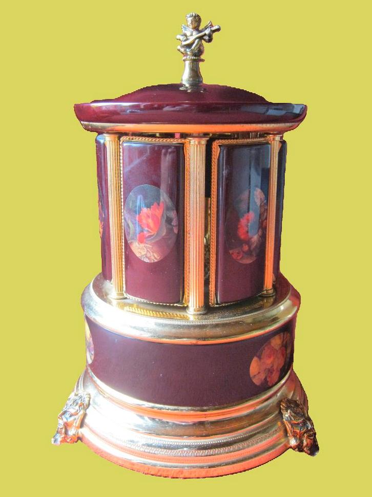 Bordeaux vergulde sigaarbox of juweeldoos musiquebox Reuge, Antiek en Kunst, Curiosa en Brocante, Ophalen