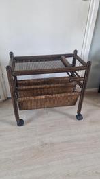 Vintage Rotan Serveerwagen - Mobiel & Veelzijdig, Ophalen of Verzenden, Zo goed als nieuw