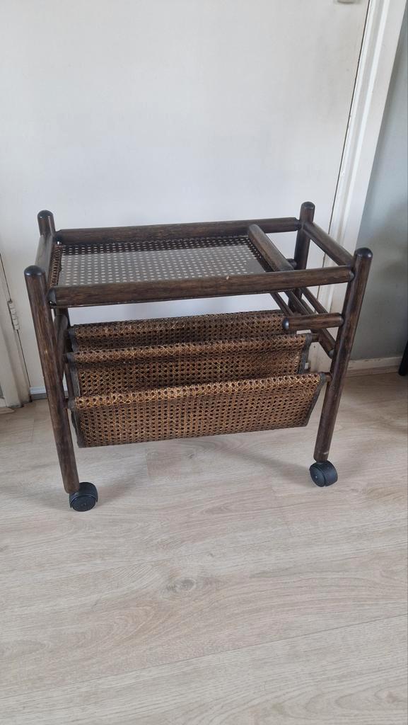 Vintage Rotan Serveerwagen - Mobiel & Veelzijdig, Huis en Inrichting, Woonaccessoires | Overige, Zo goed als nieuw, Ophalen of Verzenden