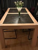 Eettafel (eiken)  met 6 stoelen (leer), Huis en Inrichting, Tafels | Eettafels, Ophalen, Gebruikt, 200 cm of meer, 50 tot 100 cm