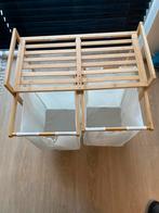 Bamboe wasmand 2 vakken in goede staat, Ophalen, Zo goed als nieuw, Bruin, Overige typen