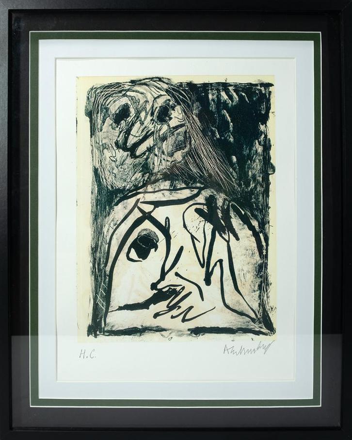 Pierre Alechinsky (1927) - Litho in zwart en groen, Antiek en Kunst, Kunst | Litho's en Zeefdrukken, Ophalen of Verzenden