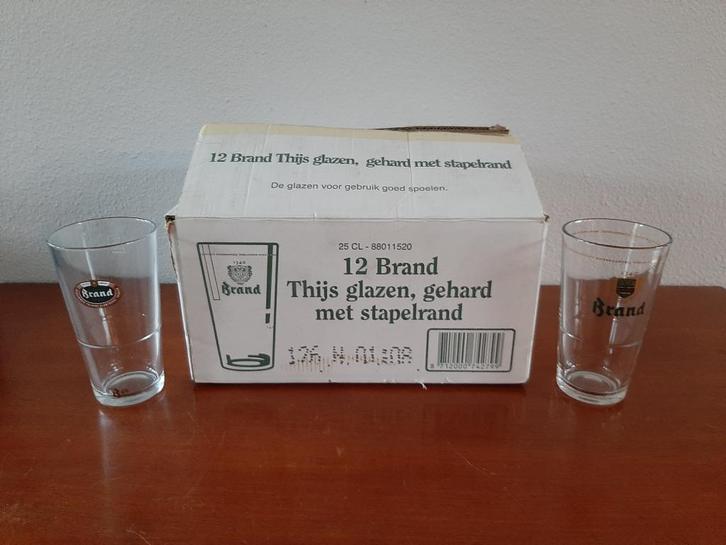 9 Bier glazen van Brand, Verzamelen, Glas en Borrelglaasjes, Zo goed als nieuw, Bierglas, Ophalen of Verzenden