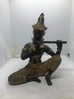 brons boeddhistisch figuur met fluit, Ophalen of Verzenden