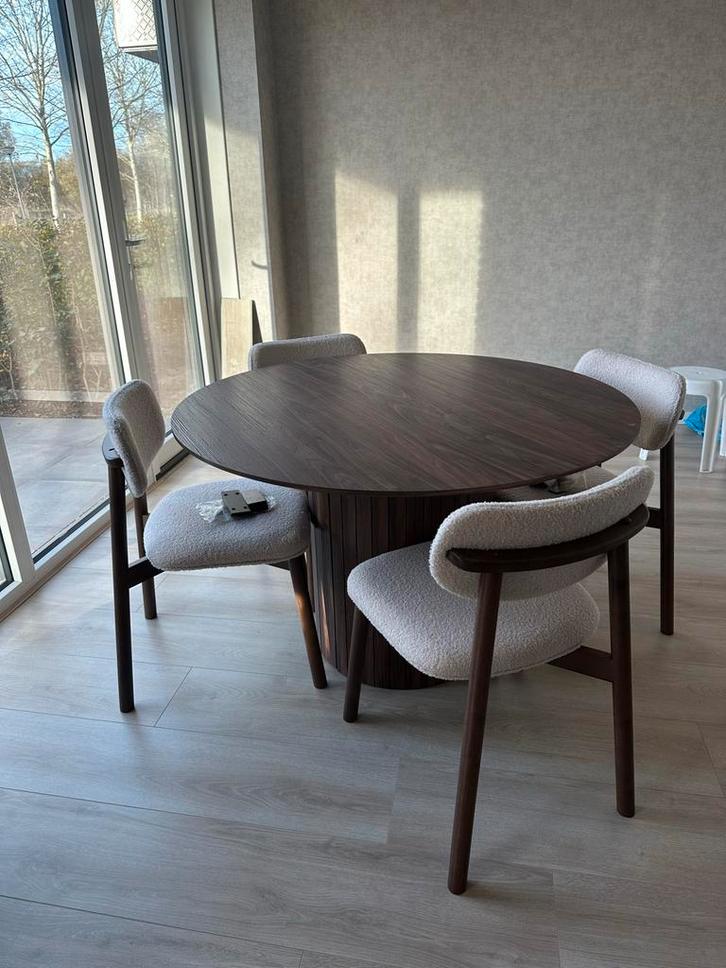 Japandi Eettafel Mango Hout 120cm, Huis en Inrichting, Tafels | Eettafels, Gebruikt, 100 tot 150 cm, Vier personen, Rond, Overige houtsoorten