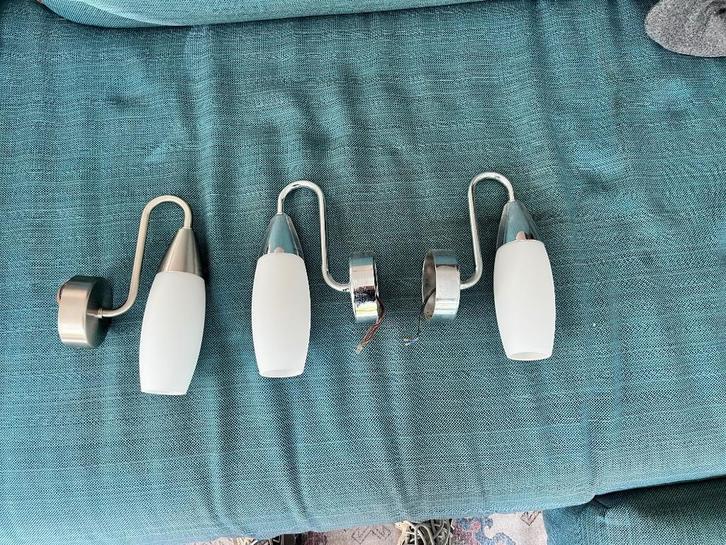 2-3 Wandlampen., Huis en Inrichting, Lampen | Wandlampen, Zo goed als nieuw, Glas, Metaal, Ophalen of Verzenden