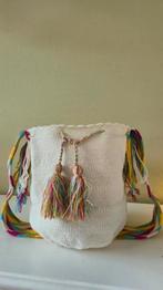 Wayuu tas – Beige & Regenboogband – Handgemaakt in Colombia, Ophalen of Verzenden, Nieuw, Beige