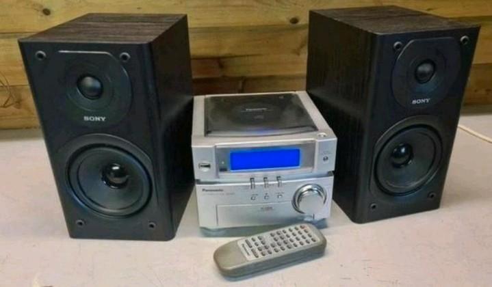 Panasonic stereo set sa-pm03 + sony speakers + afstandsbed., Audio, Tv en Foto, Stereo-sets, Gebruikt, Overige merken, Ophalen of Verzenden