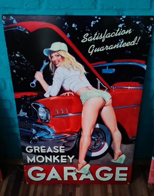 FIFTIES SIXTIES METALEN DECO BORD GREASE MONKEY GARAGE, Verzamelen, Merken en Reclamevoorwerpen, Nieuw, Reclamebord, Ophalen
