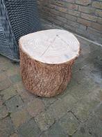 Ronde bijzettafel massief hout op wielen, Ophalen, Minder dan 50 cm, Rond, Nieuw