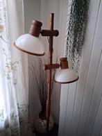 Prachtige vloerlamp jaren 70 teakhouten frame met kunststof, Ophalen, Zo goed als nieuw, Kunststof