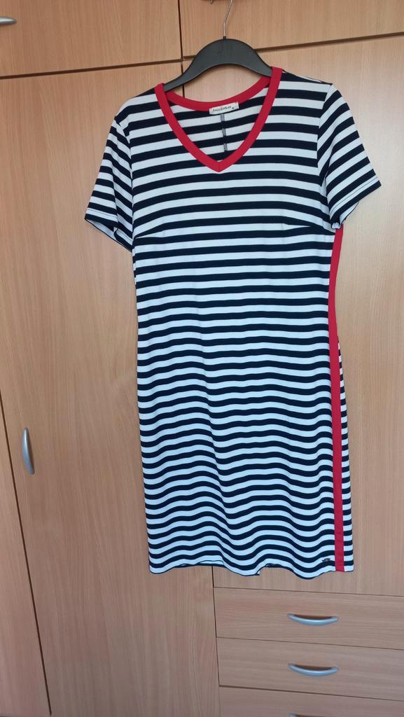 Angelle Milan gestreepte jurk - XL, Kleding | Dames, Jurken, Zo goed als nieuw, Maat 42/44 (L), Blauw, Boven de knie, Ophalen of Verzenden