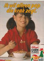 Retro reclame 1980 Kellogg's cornflakes meisje wil kraak, Verzenden, Overige typen