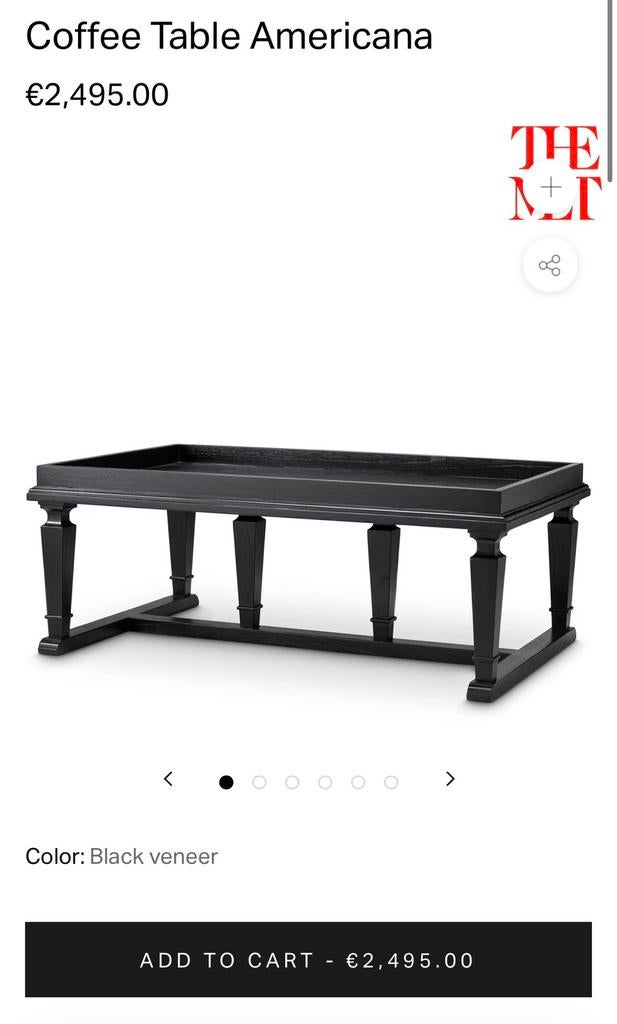 Eichholtz Coffee Table Americana THE MET, Huis en Inrichting, Tafels | Sidetables, 100 tot 150 cm, Klassiek, Nieuw, Ophalen of Verzenden