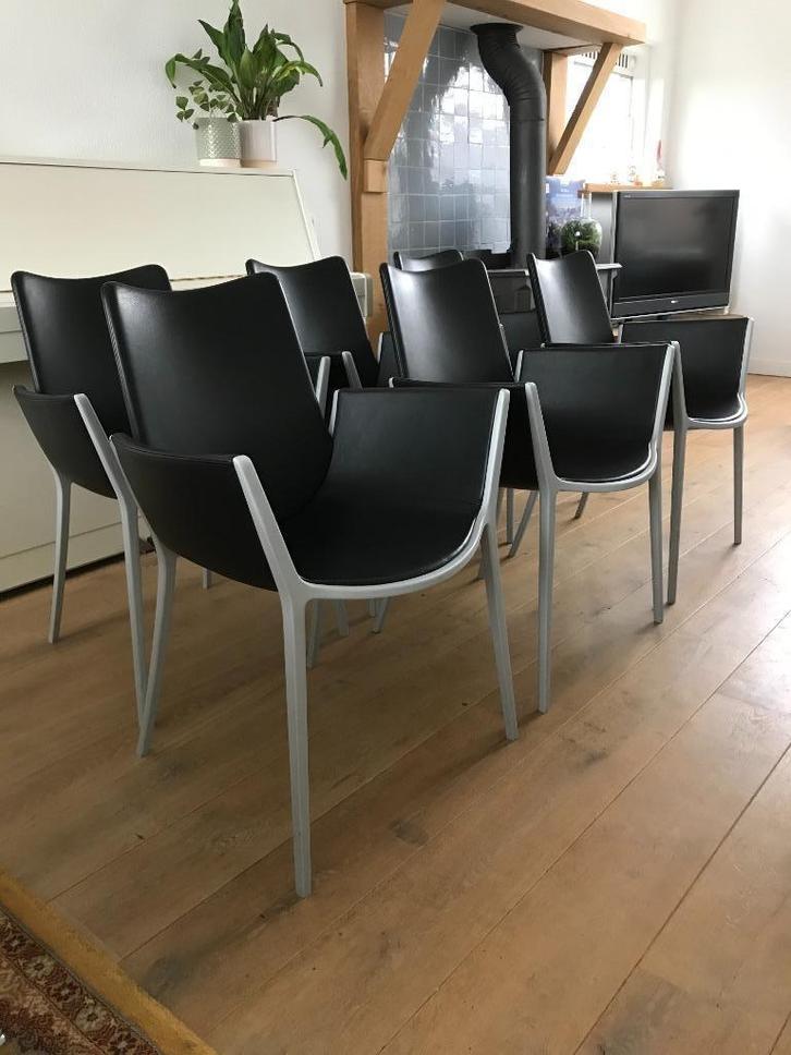 Set 6 IZGS Cassina Duna stoelen stoel design zwart leer, Huis en Inrichting, Stoelen, Zo goed als nieuw, Eén, Leer, Zwart, Ophalen