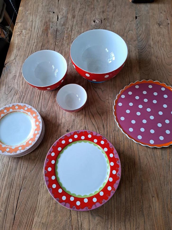 Oilily Douwe Egberts Servies, Huis en Inrichting, Keuken | Servies, Gebruikt, Overige typen, Overige stijlen, Porselein, Ophalen