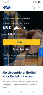 NS Dagkaart - gehele dag reizen!, Tickets en Kaartjes, Eén persoon, Trein, Algemeen kaartje