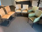 6 leren stoelen met wieltjes gebruikt., Huis en Inrichting, Ophalen of Verzenden, Zo goed als nieuw, Overige kleuren, Vijf, Zes of meer stoelen