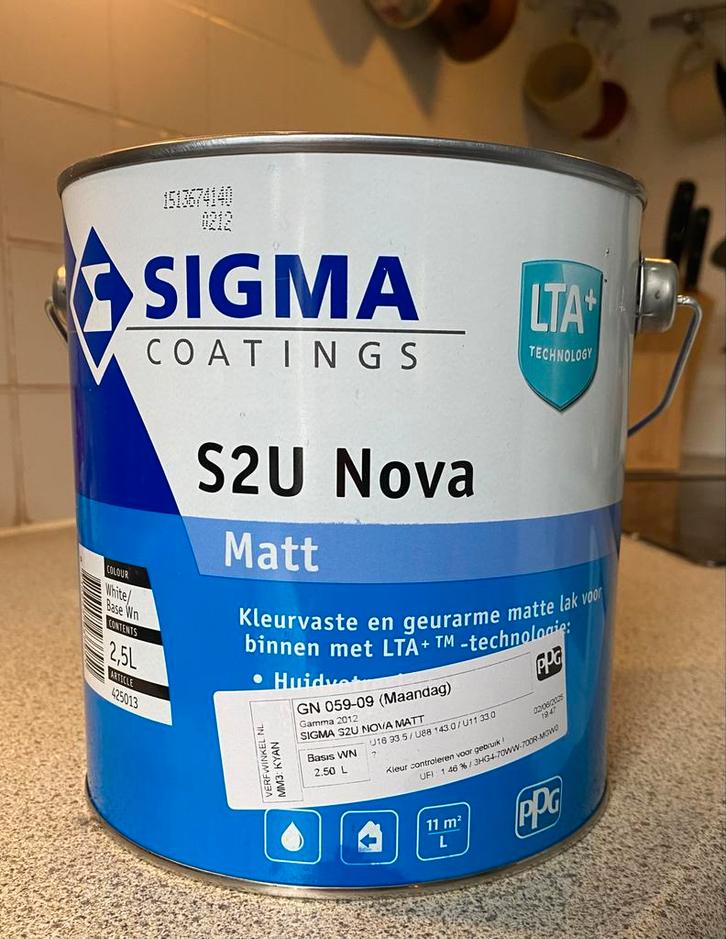 Sigma S2U Nova Matt krasvast - 2,5L - IJsblauw, Doe-het-zelf en Verbouw, Verf, Beits en Lak, Nieuw, Verf, Minder dan 5 liter, Blauw