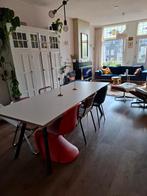 Witte multiplex houten eettafel 220 x 90, Ophalen, Gebruikt, 200 cm of meer, 50 tot 100 cm