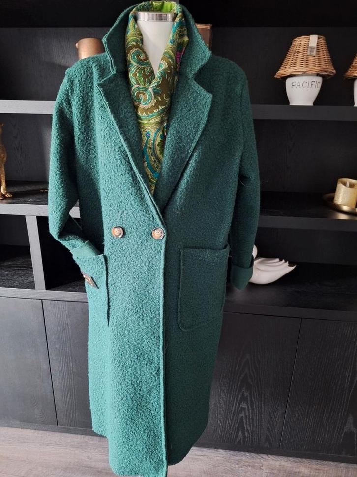 Nieuwe teddy boucle jas luxury universele maat 38 40 42, Kleding | Dames, Jassen | Winter, Nieuw, Maat 42/44 (L), Groen, Ophalen of Verzenden