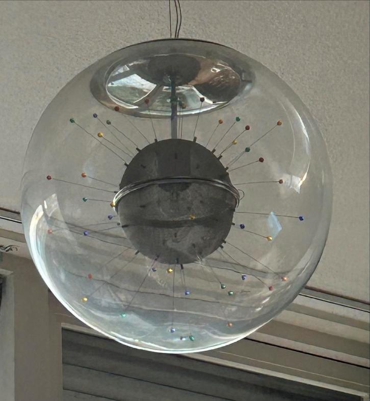 Designlamp met Kleurrijke Accenten, Huis en Inrichting, Lampen | Hanglampen, Zo goed als nieuw, Minder dan 50 cm, Glas, Ophalen