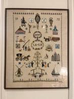 Large Framed Needlepoint With Dutch Historical Scenes, Ophalen of Verzenden, Hout, 50 tot 75 cm, Minder dan 50 cm
