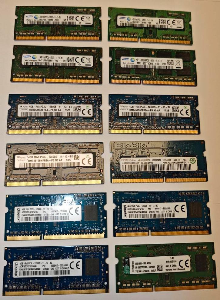 4GB DDR3 en DDR4 12 Stuks, Computers en Software, RAM geheugen, Zo goed als nieuw, Laptop, DDR3, Ophalen of Verzenden