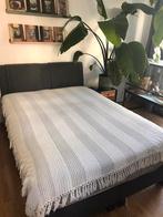 Mooi boho hippie creme katoen franjes kleed bed sprei plaid, Verzenden, Gebruikt