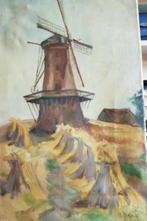 Fraai oud olieverf schilderij molen korenschoven A. Baas, Antiek en Kunst, Kunst | Schilderijen | Klassiek, Ophalen