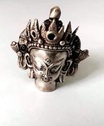 Unieke 925 zilver boeddha hoofd 3D ketting hanger antiek, Sieraden, Tassen en Uiterlijk, Antieke sieraden, Verzenden, Zilver, Hanger