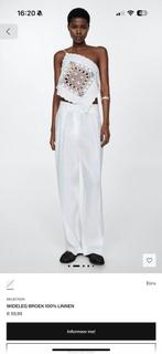 Mango broek 100% linnen wit m, Kleding | Dames, Broeken en Pantalons, Ophalen of Verzenden, Nieuw, Wit