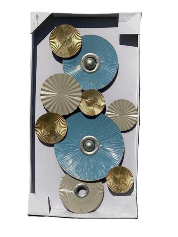 METALEN WANDDECORATIE 88 cm goud, zilver, blauw NIEUW beschikbaar voor biedingen